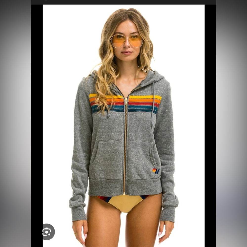 Aviator Nation Hoodie 5 stripe unisex SZ XL